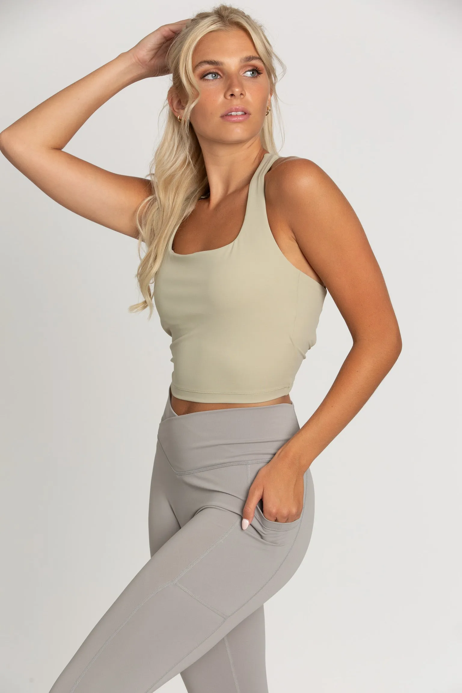 Pale Moss Criss Cross Back Yoga Tank sold by Gold Hinge product image thumbnail 4