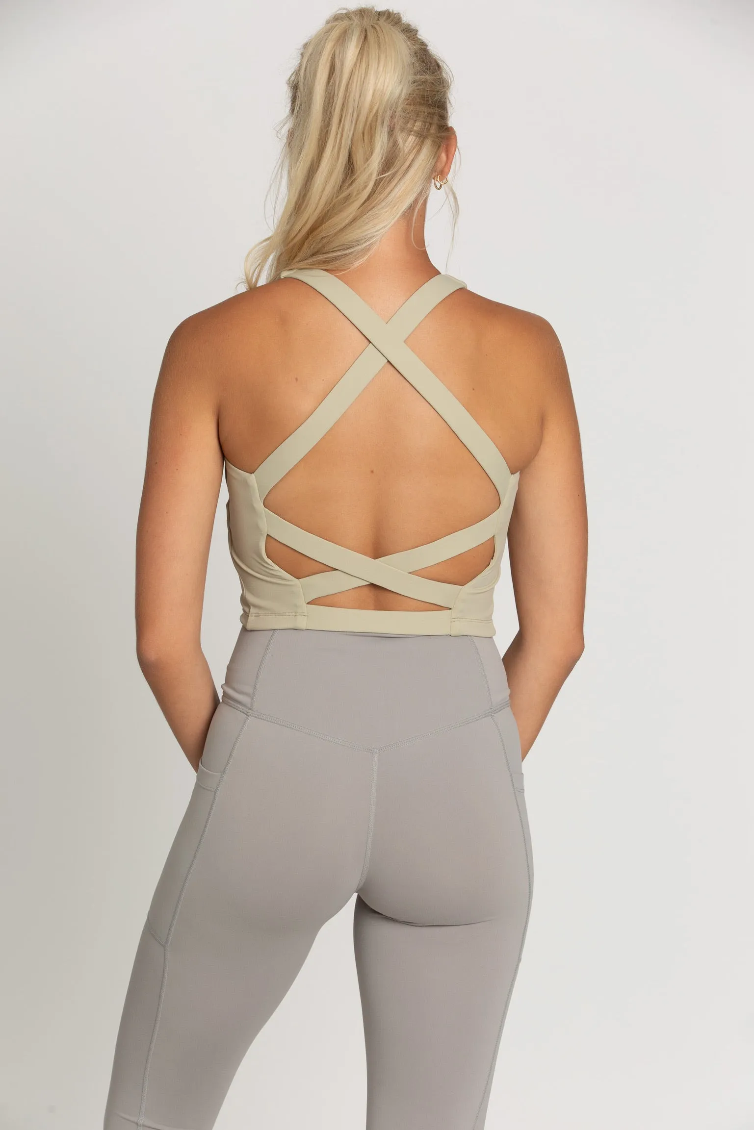 Pale Moss Criss Cross Back Yoga Tank sold by Gold Hinge product image thumbnail 3