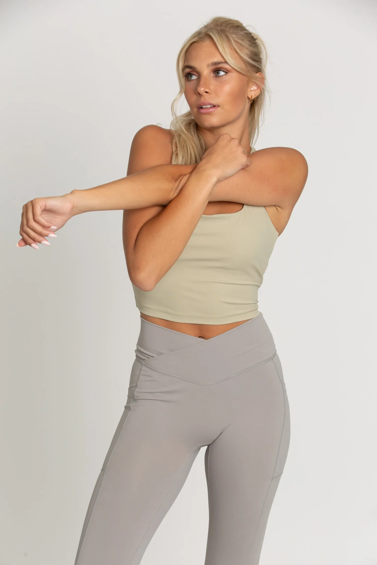 Pale Moss Criss Cross Back Yoga Tank sold by Gold Hinge product image thumbnail 5