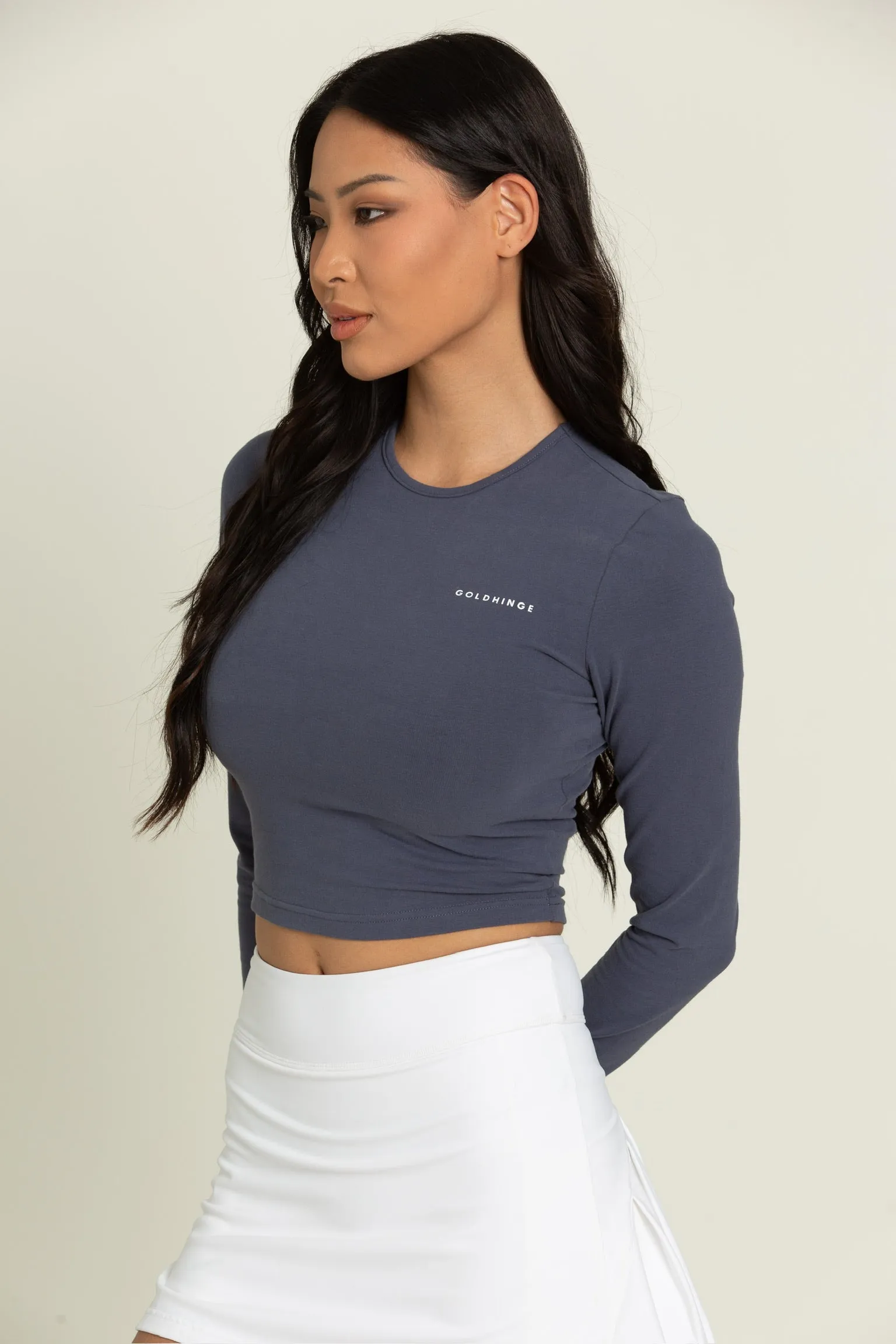 Navy Long Sleeve Softy Tee sold by Gold Hinge product image thumbnail 3