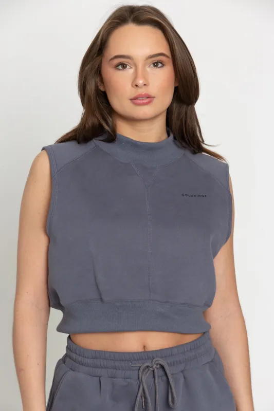 Slate GH Sweat Crop Top sold by Gold Hinge