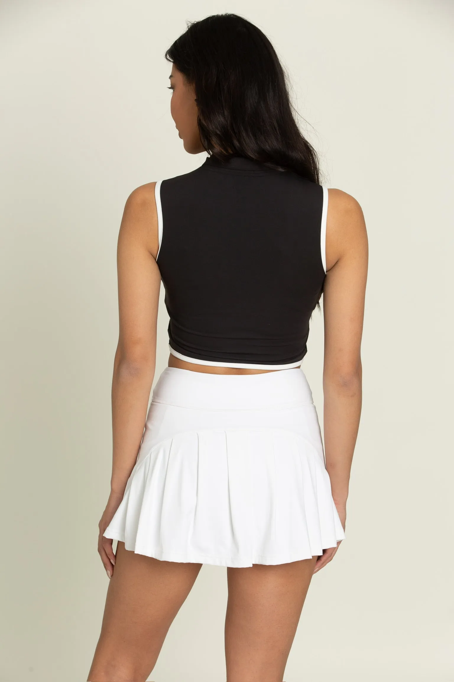 Black White Lined Half-Zip Crop Top sold by Gold Hinge product image thumbnail 3
