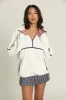 Ivory Minimalistic Half-Zip Pullover sold by Gold Hinge
