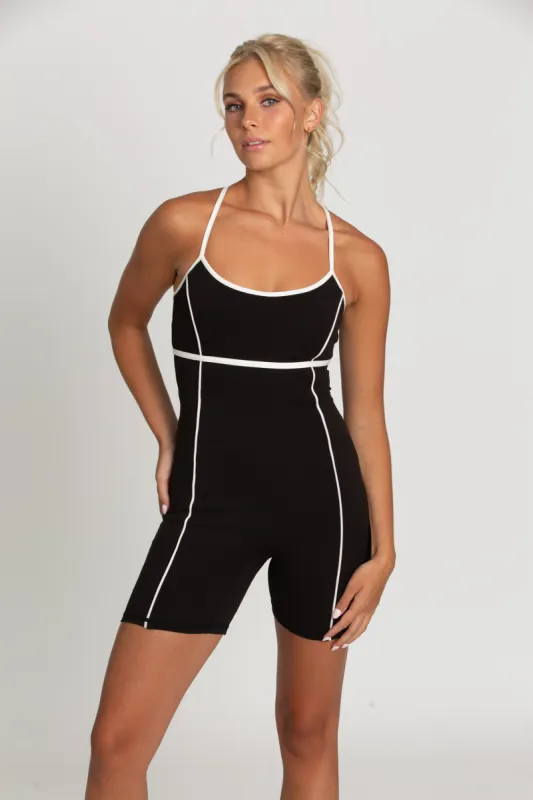 Black White Lined Playsuit sold by Gold Hinge