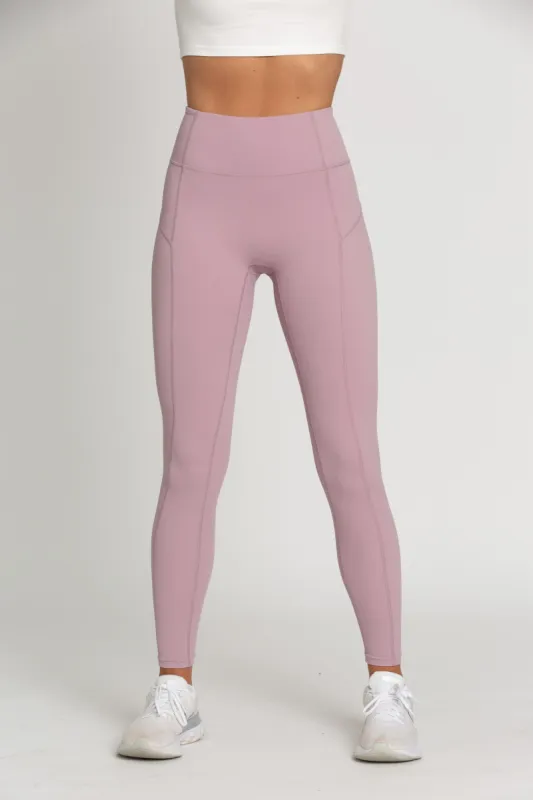 Mauve Mist Zipper Lined Leggings sold by Gold Hinge
