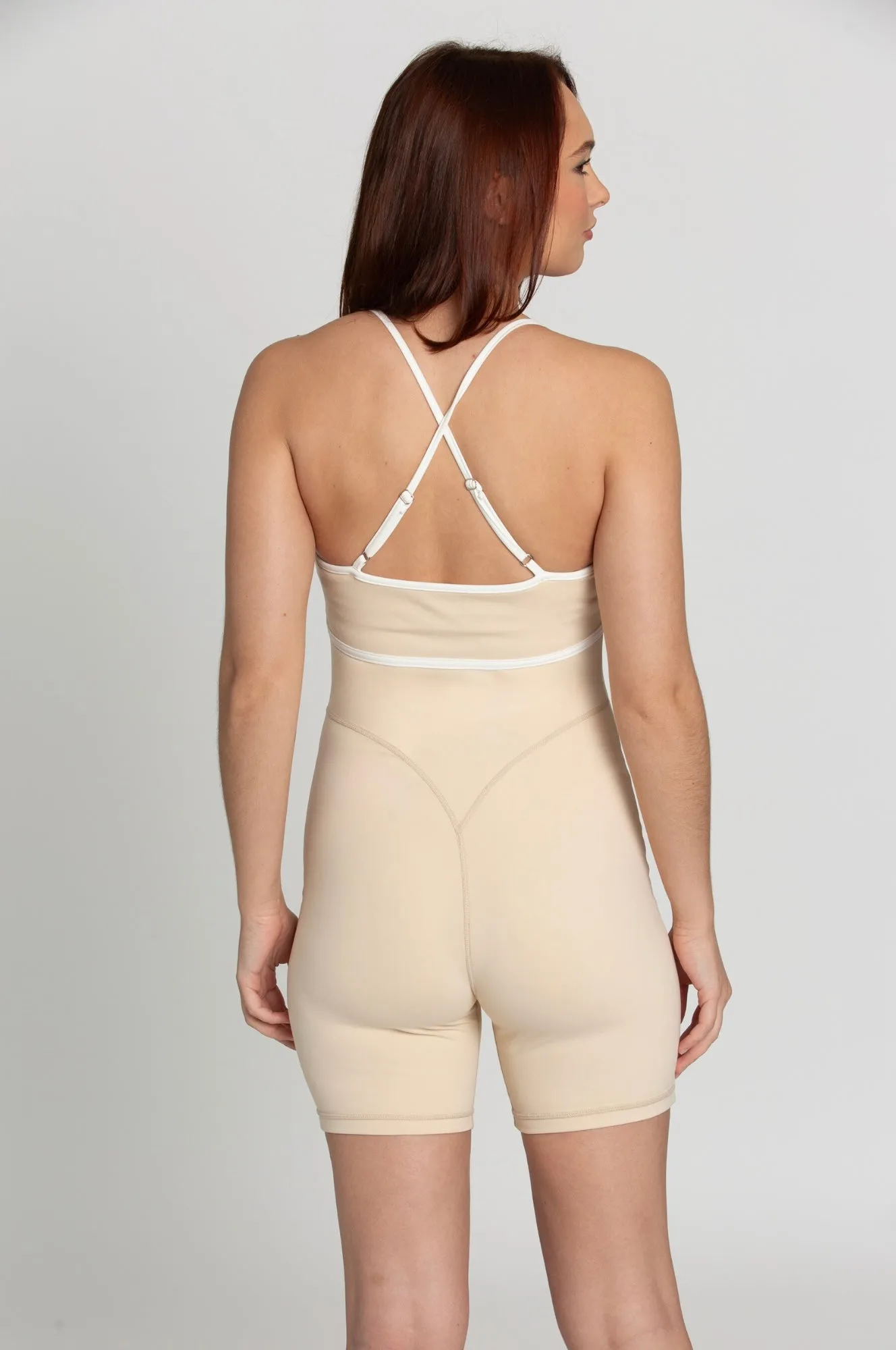 Creme Brulee White Lined Playsuit sold by Gold Hinge product image thumbnail 2