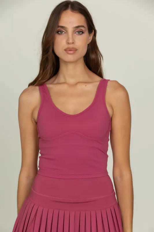 Raspberry Lined Mid Length Bra Top sold by Gold Hinge