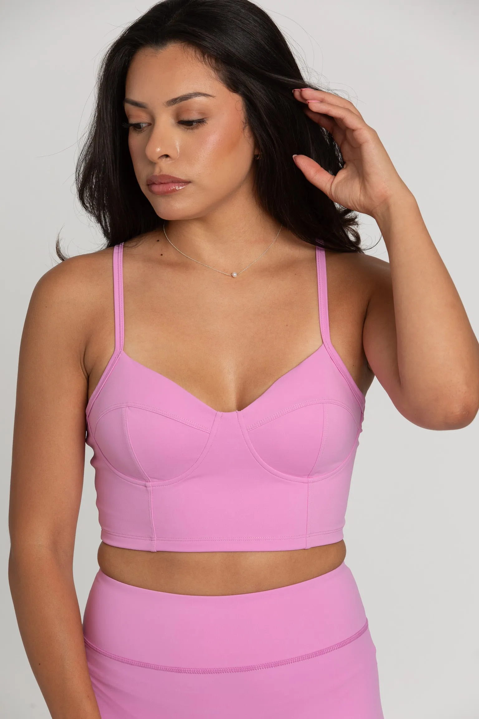 Light Magenta Bustier Sports Bra Top sold by Gold Hinge product image thumbnail 2