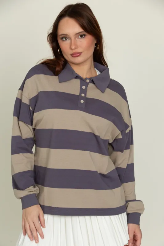 Dune Striped Rugby Long Sleeve sold by Gold Hinge