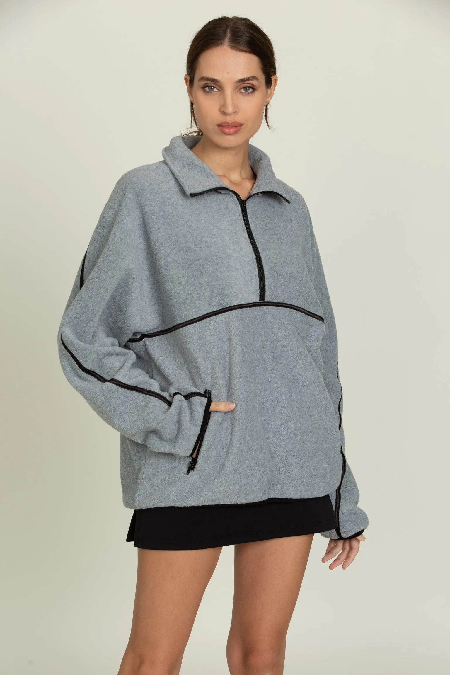 Heather Grey Minimalistic Half-Zip Pullover sold by Gold Hinge product image thumbnail 2
