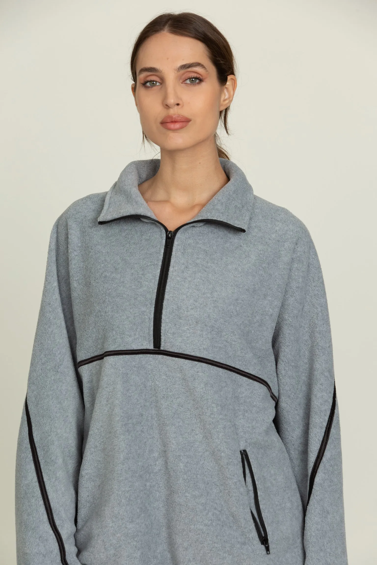 Heather Grey Minimalistic Half-Zip Pullover sold by Gold Hinge product image thumbnail 4