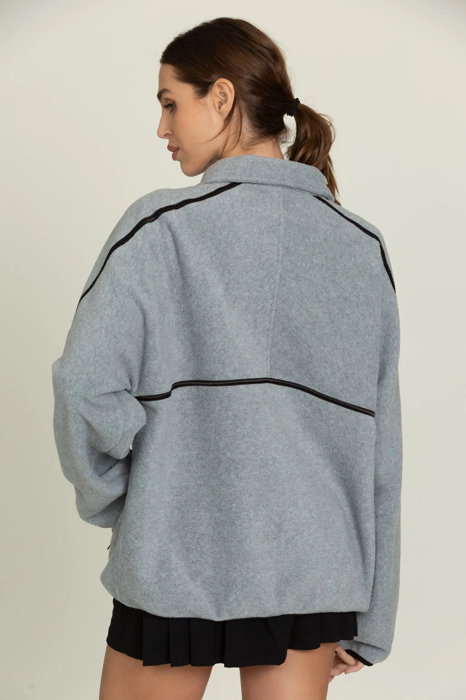 Heather Grey Minimalistic Half-Zip Pullover sold by Gold Hinge product image thumbnail 3
