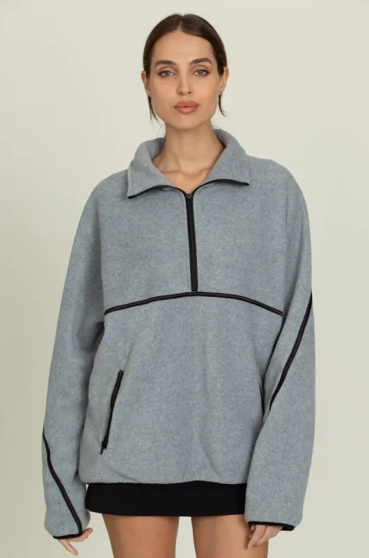 Heather Grey Minimalistic Half-Zip Pullover sold by Gold Hinge