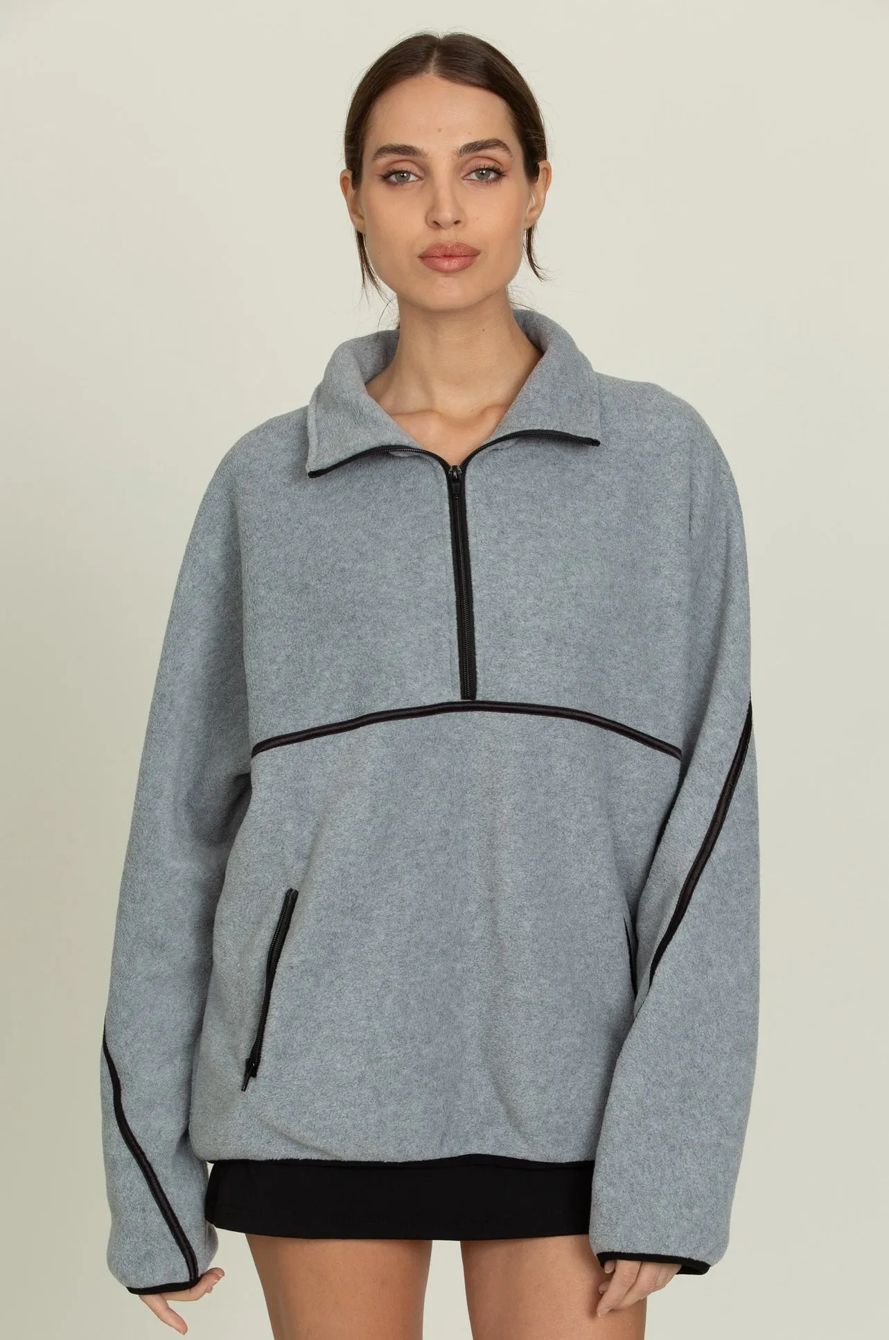 Heather Grey Minimalistic Half-Zip Pullover sold by Gold Hinge