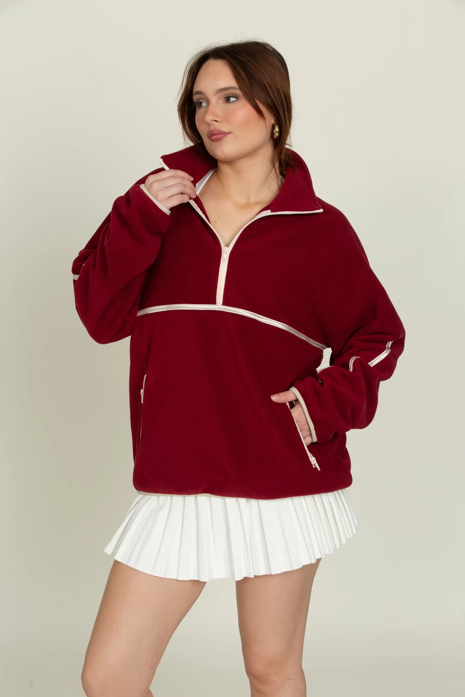 Maroon Minimalistic Half-Zip Pullover sold by Gold Hinge product image thumbnail 4