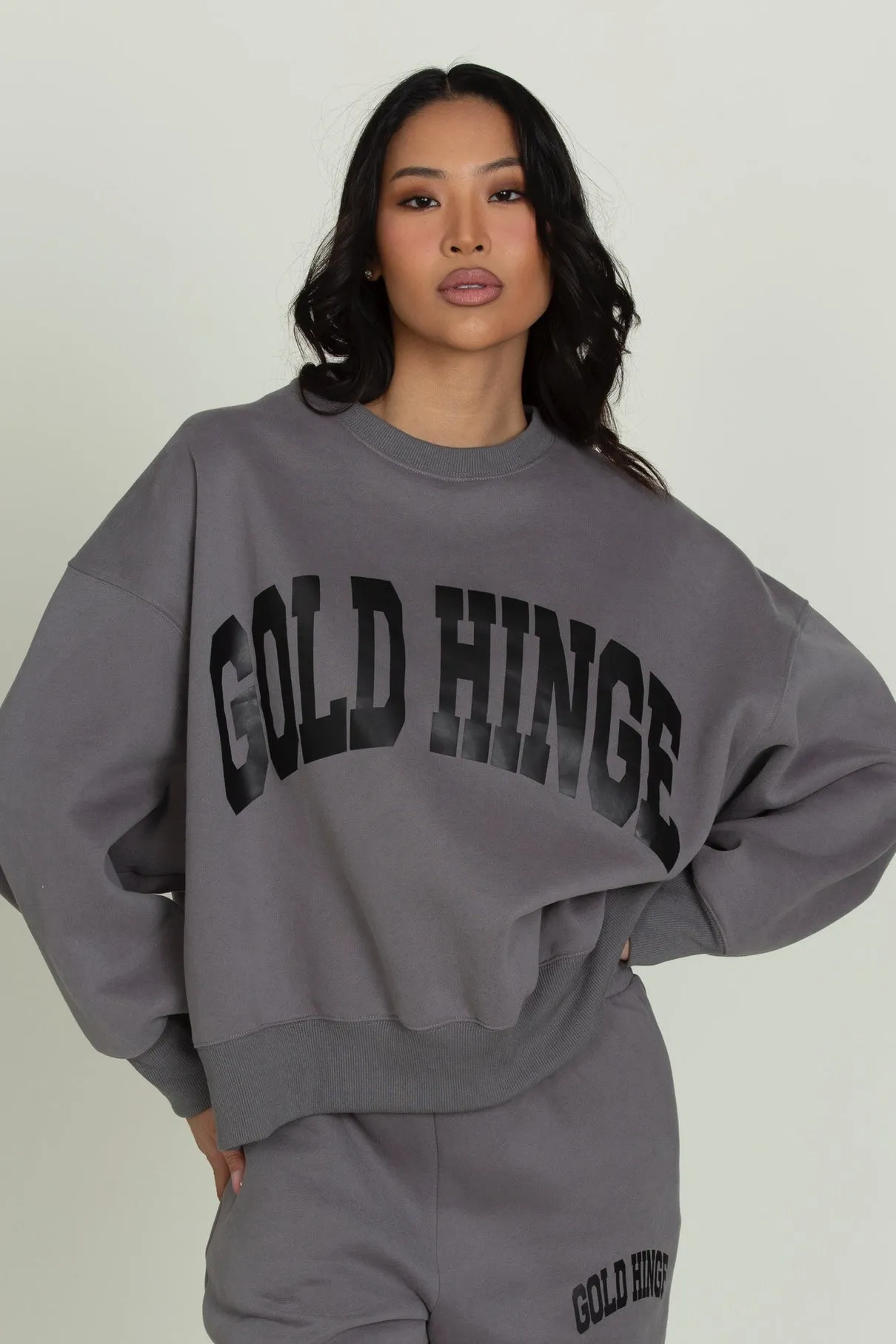 Obsidian Grey GH Wide Arm Sweatshirt sold by Gold Hinge