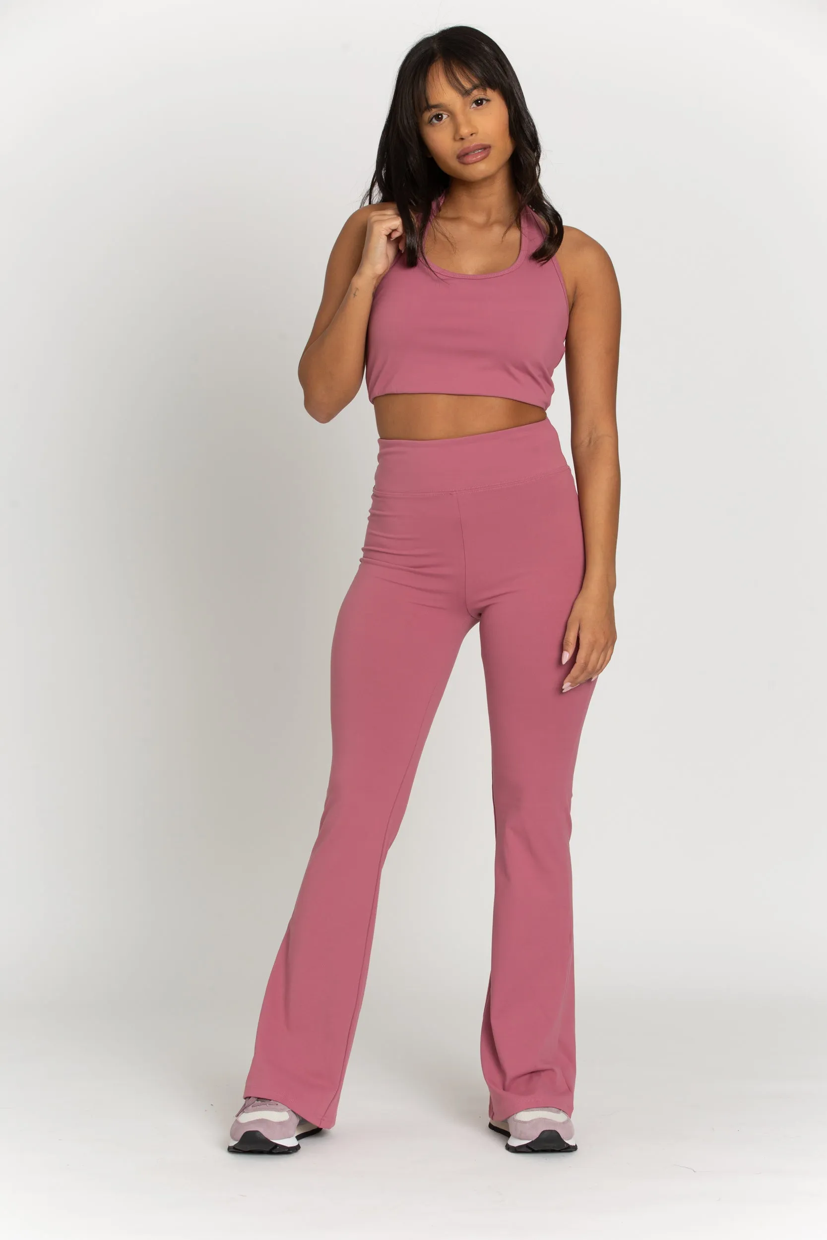 Dark Mauve Flared Yoga Pants sold by Gold Hinge product image thumbnail 4