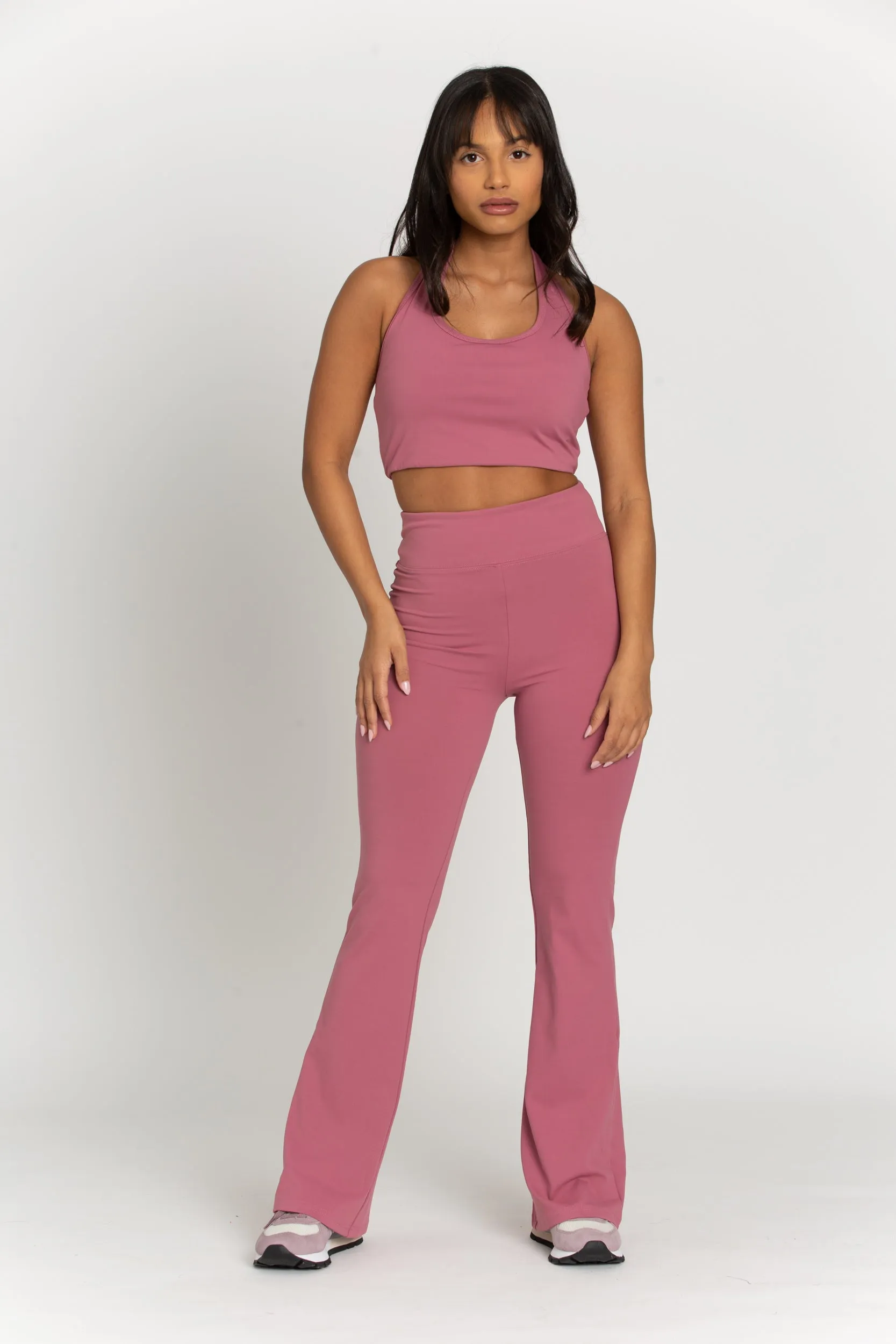 Dark Mauve Flared Yoga Pants sold by Gold Hinge product image thumbnail 5