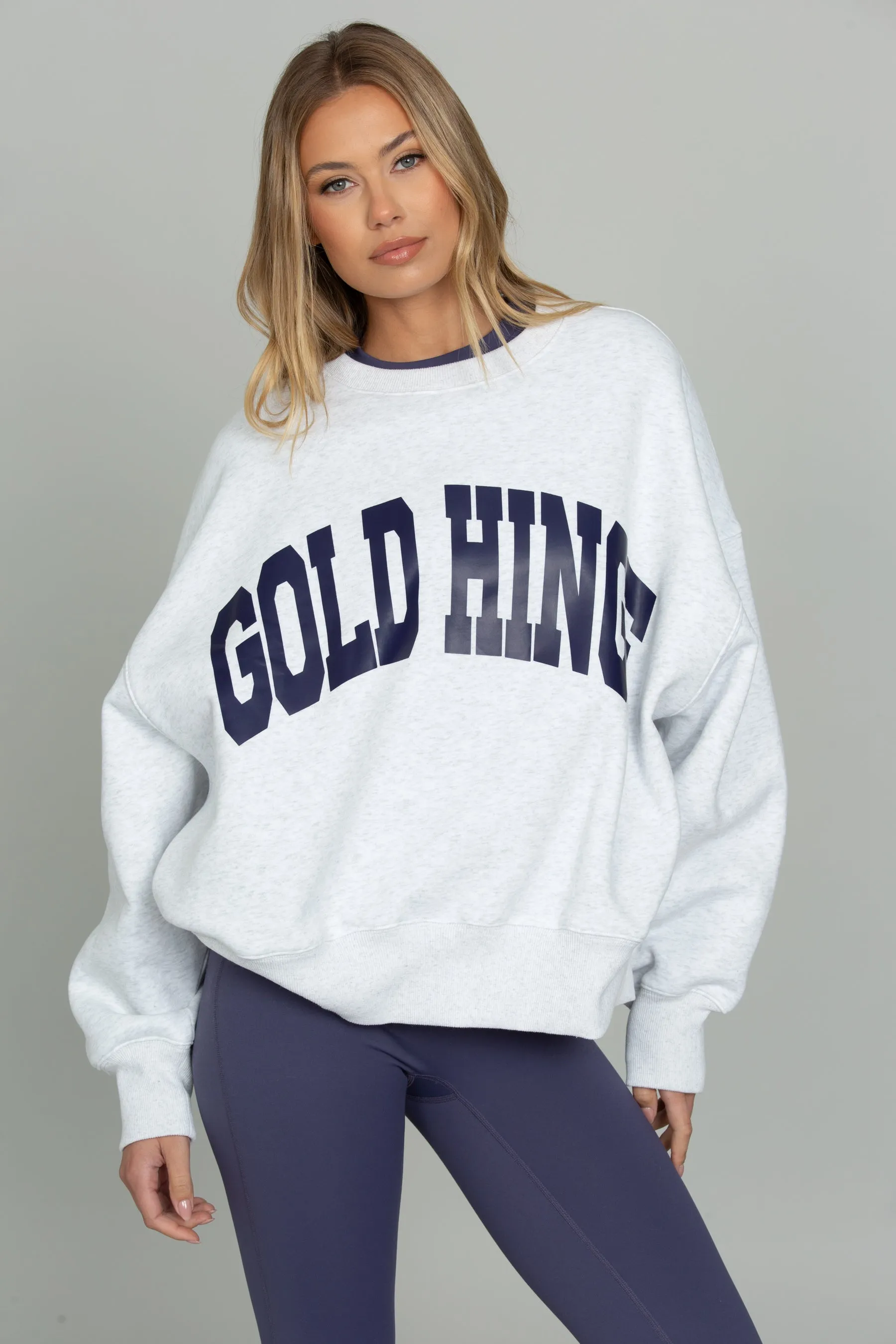 Heather Indigo GH Wide Arm Sweatshirt sold by Gold Hinge