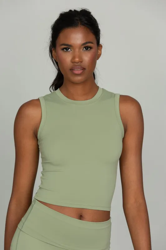 Matcha CoreSculpt Crop Tank sold by Gold Hinge