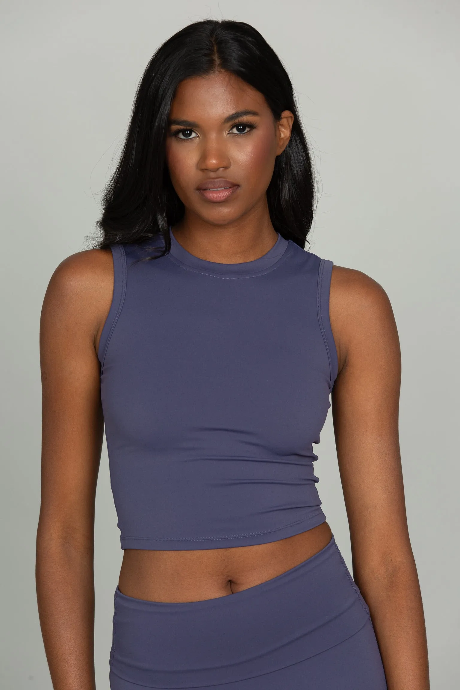 Pale Indigo CoreSculpt Crop Tank sold by Gold Hinge