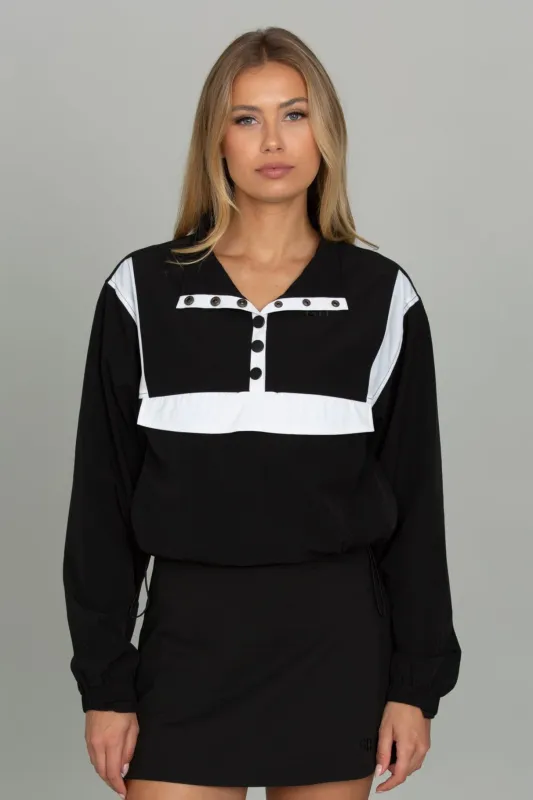 Black AirGlyde Cropped Windbreaker made by Gold Hinge