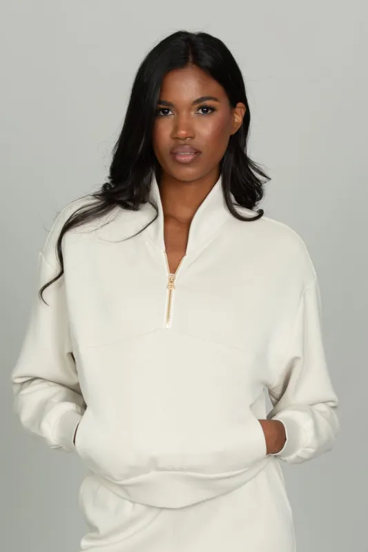 Natural LuxeSoft Lounge Quarter Zip sold by Gold Hinge