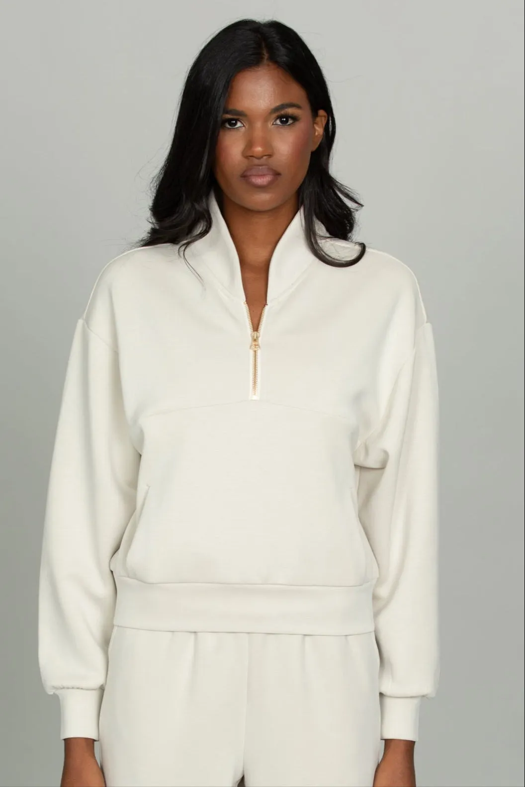 Natural LuxeSoft Lounge Quarter Zip sold by Gold Hinge product image thumbnail 4