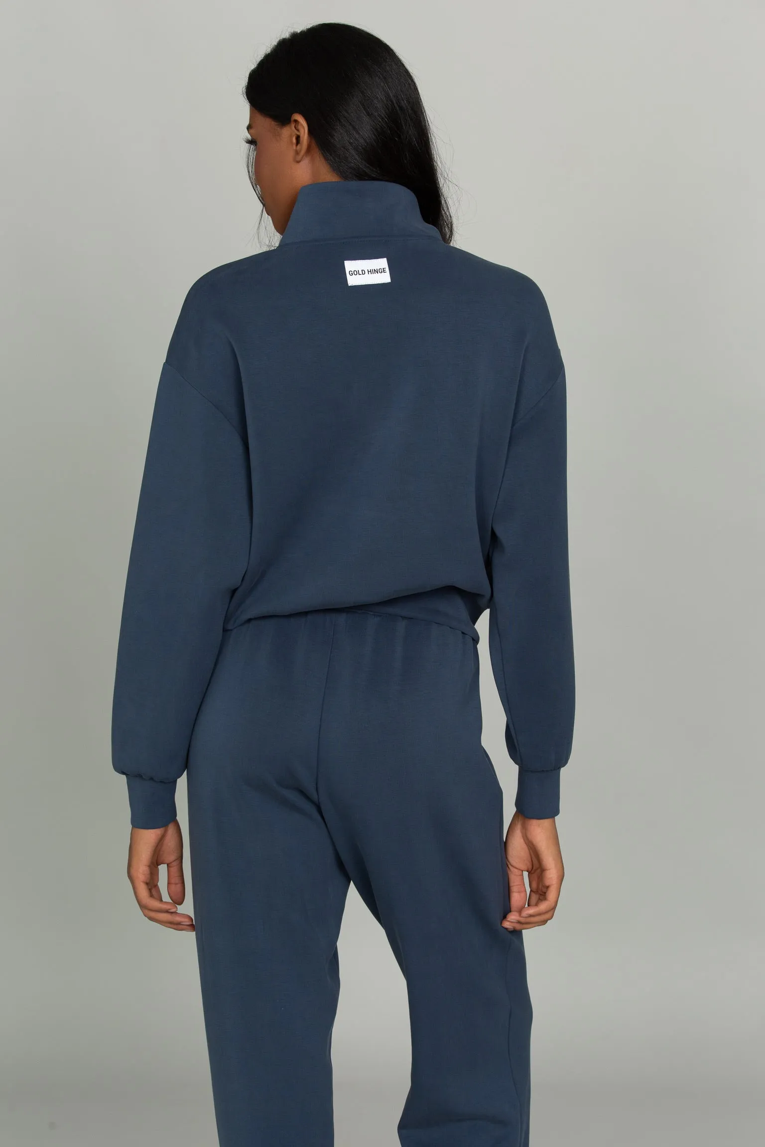Stone Navy LuxeSoft Lounge Quarter Zip sold by Gold Hinge product image thumbnail 3