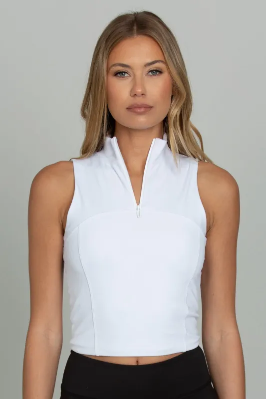 [Old Sizing] White Day to Night Quarter-Zip Top sold by Gold Hinge