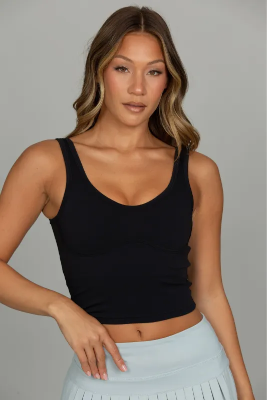 Black Lined Mid Length Bra Top sold by Gold Hinge