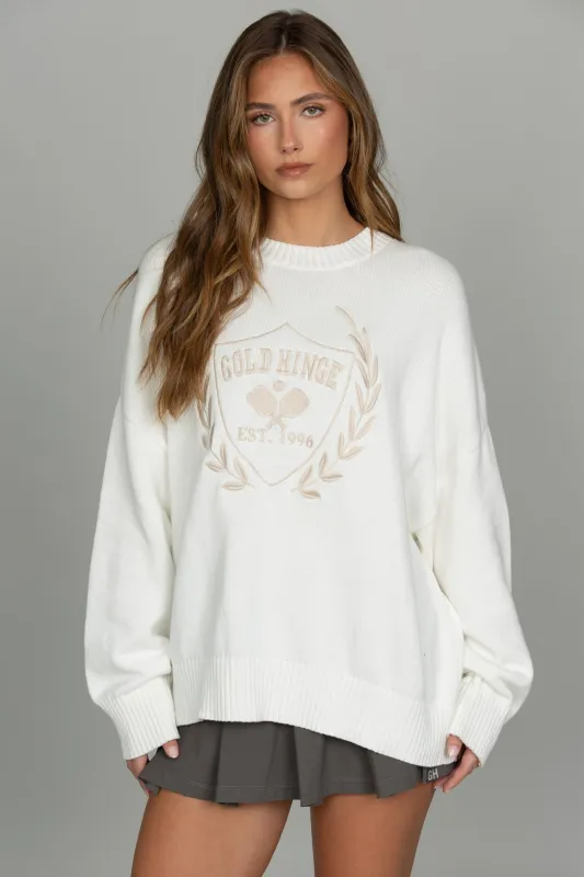 Ivory Oversized Crest Sweater sold by Gold Hinge
