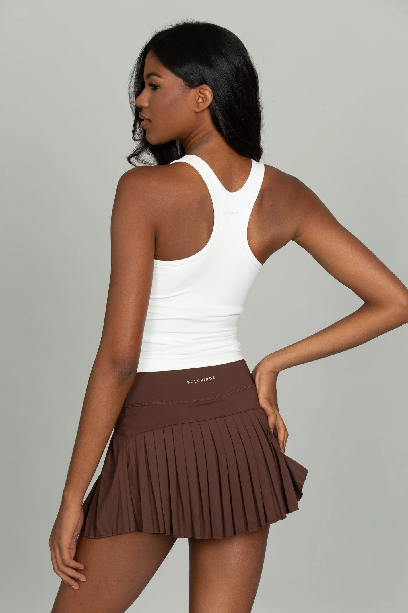 Dark Brown Pleated Tennis Skirt sold by Gold Hinge product image thumbnail 4