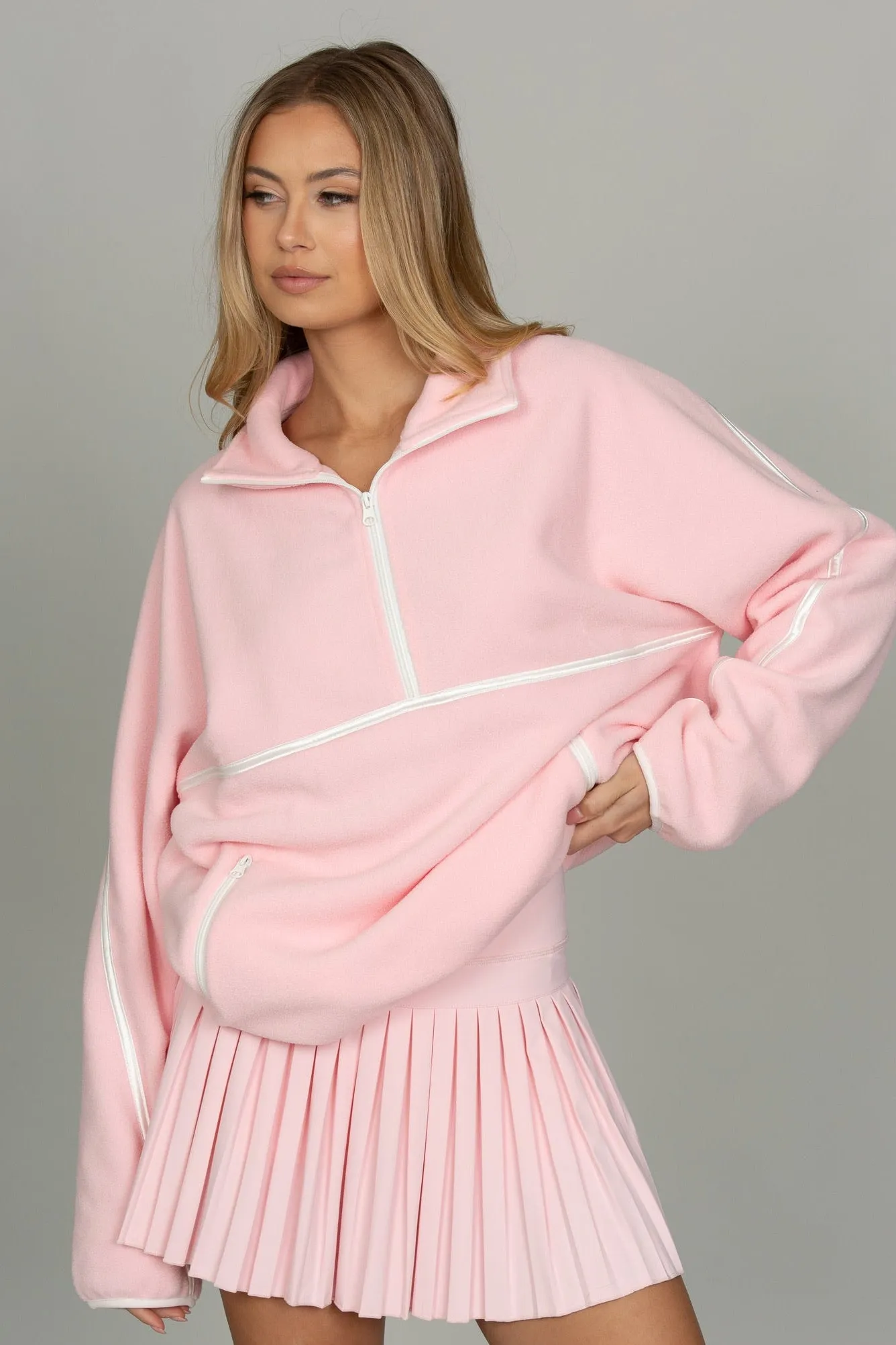 Almond Blossom Minimalistic Half-Zip Pullover sold by Gold Hinge product image thumbnail 2