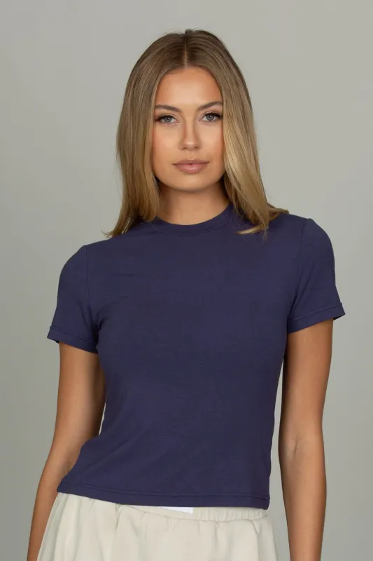Pale Indigo Everyday Tee made by Gold Hinge