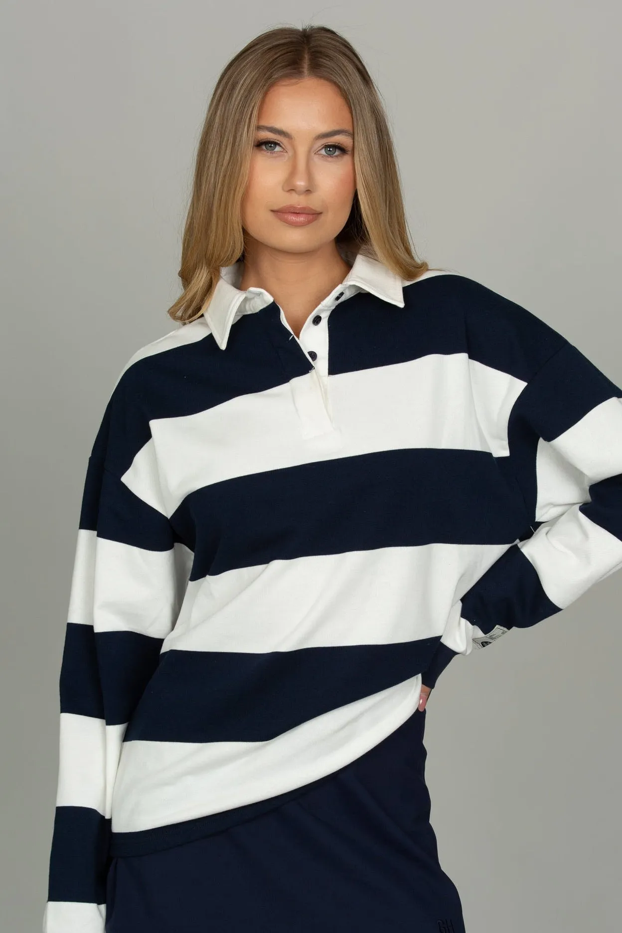 Navy Striped Rugby Top sold by Gold Hinge