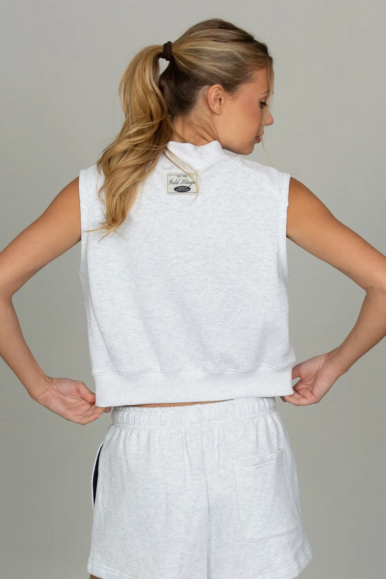 Heather Grey Mock Neck Sleeveless Top 2.0 sold by Gold Hinge product image thumbnail 4