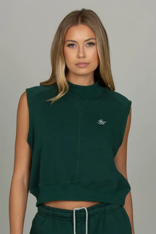 Hunter Green Mock Neck Sleeveless Top 2.0 made by Gold Hinge