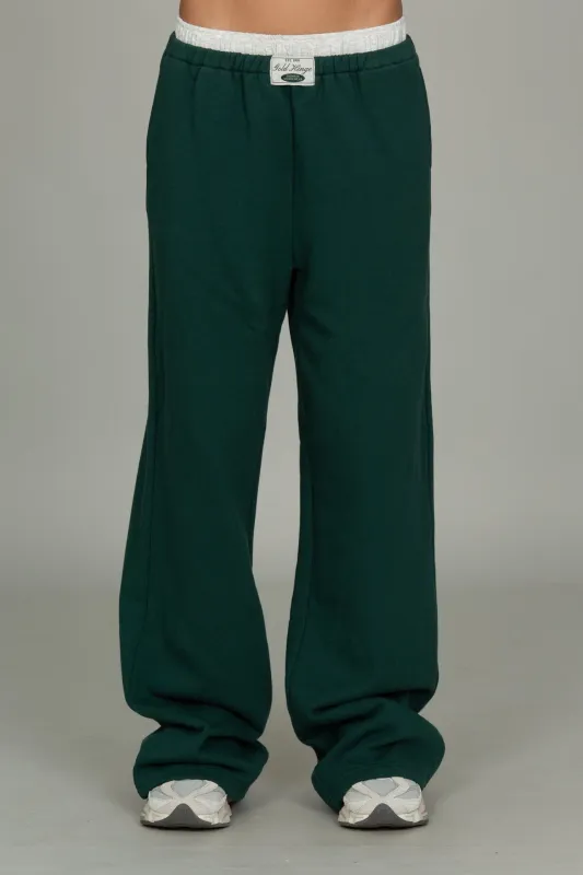 Hunter Green Wide Leg Sweatpant made by Gold Hinge