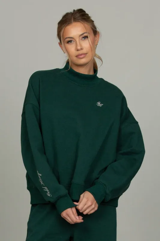 Hunter Green Prep Mock Neck sold by Gold Hinge