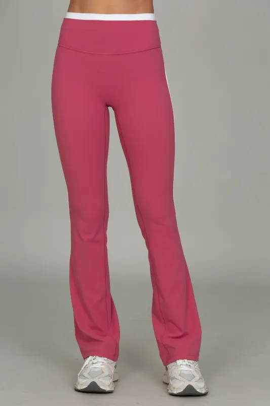 Raspberry Double Waist StrydeForm Flare Pant sold by Gold Hinge