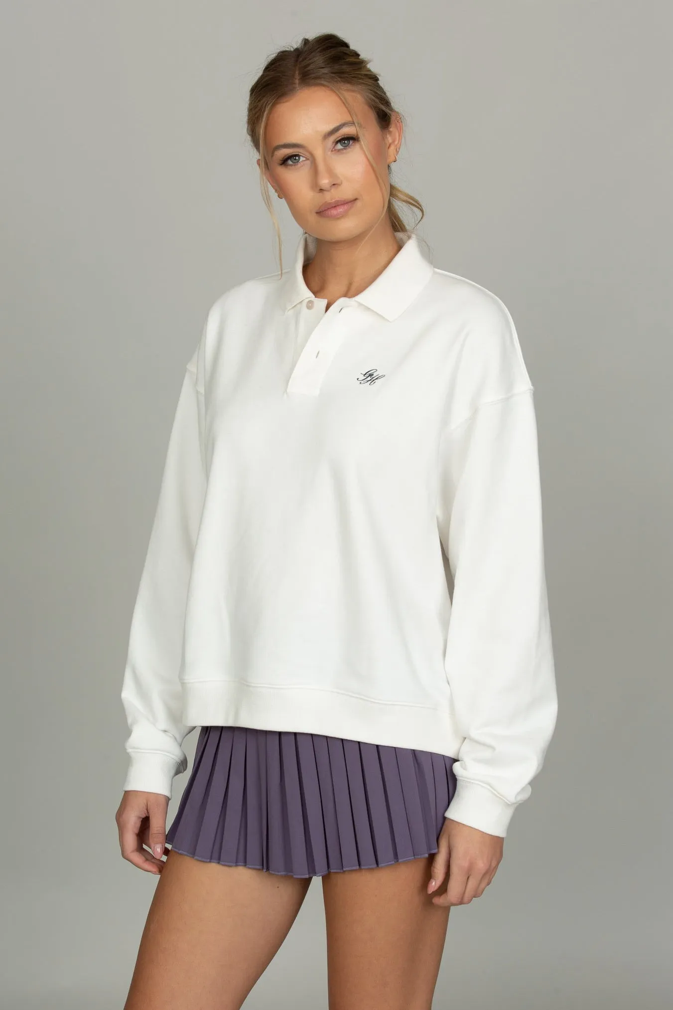White Long Sleeve Polo sold by Gold Hinge product image thumbnail 5