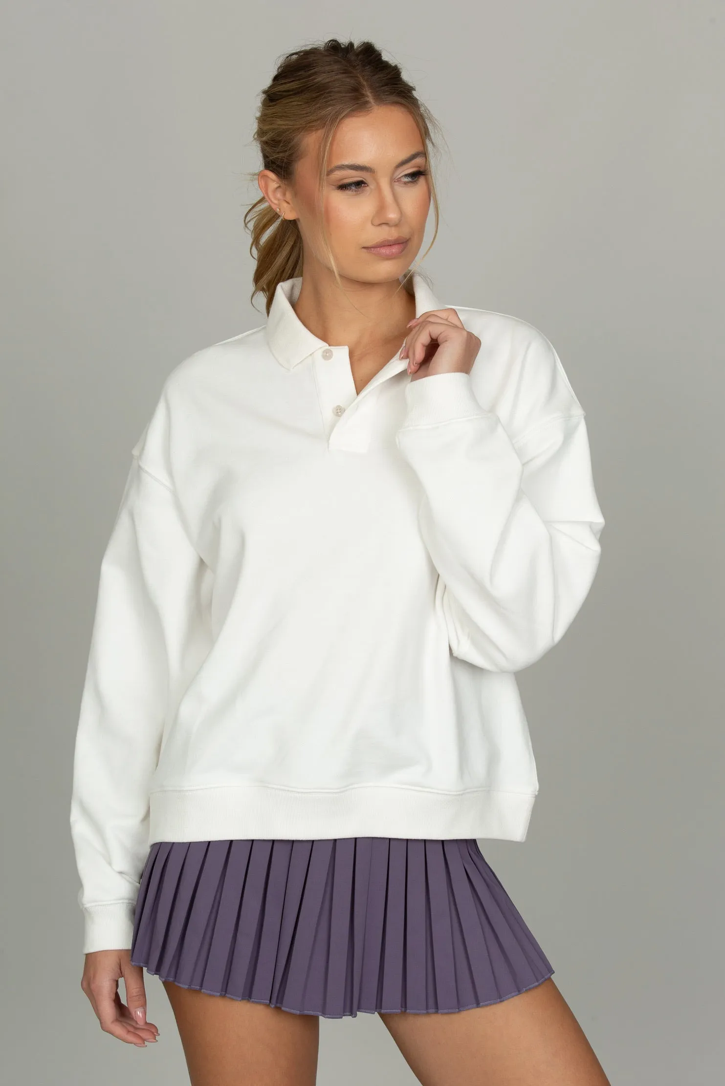 White Long Sleeve Polo sold by Gold Hinge product image thumbnail 4