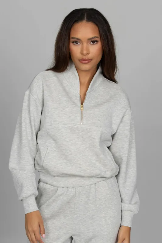 Heather Grey LuxeSoft Lounge Quarter Zip sold by Gold Hinge