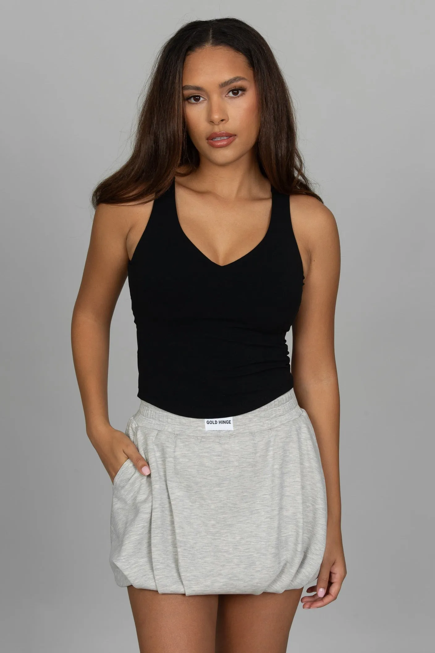 Heather Grey LuxeSoft Bubble Skirt sold by Gold Hinge product image thumbnail 4