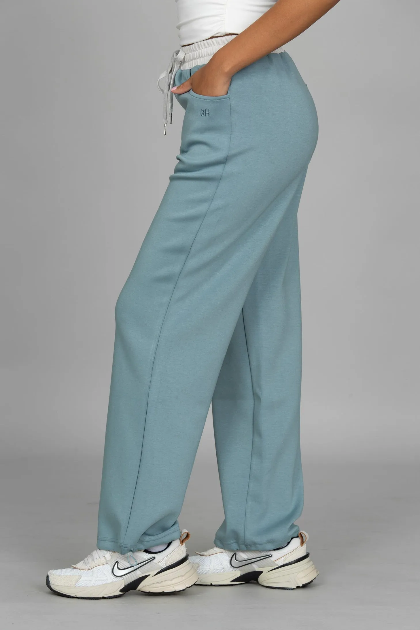 Stone Blue LuxeSoft Wide Leg Pant sold by Gold Hinge product image thumbnail 4