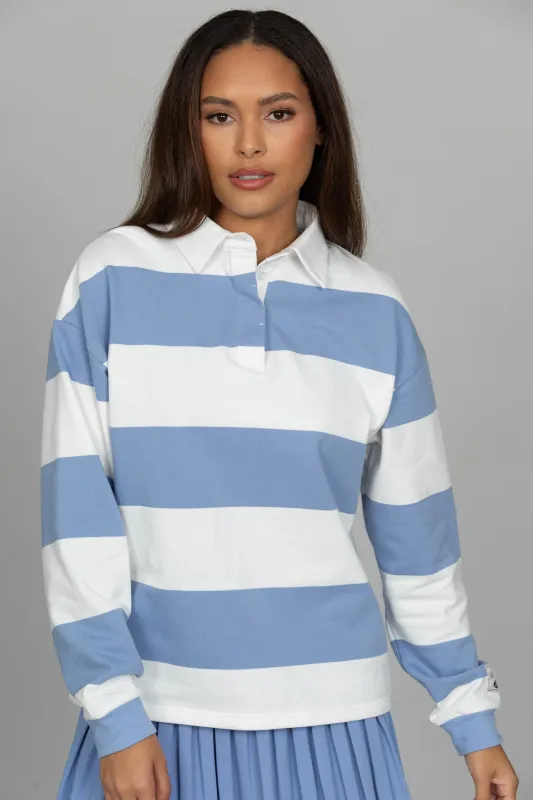 Periwinkle Striped Rugby Top made by Gold Hinge