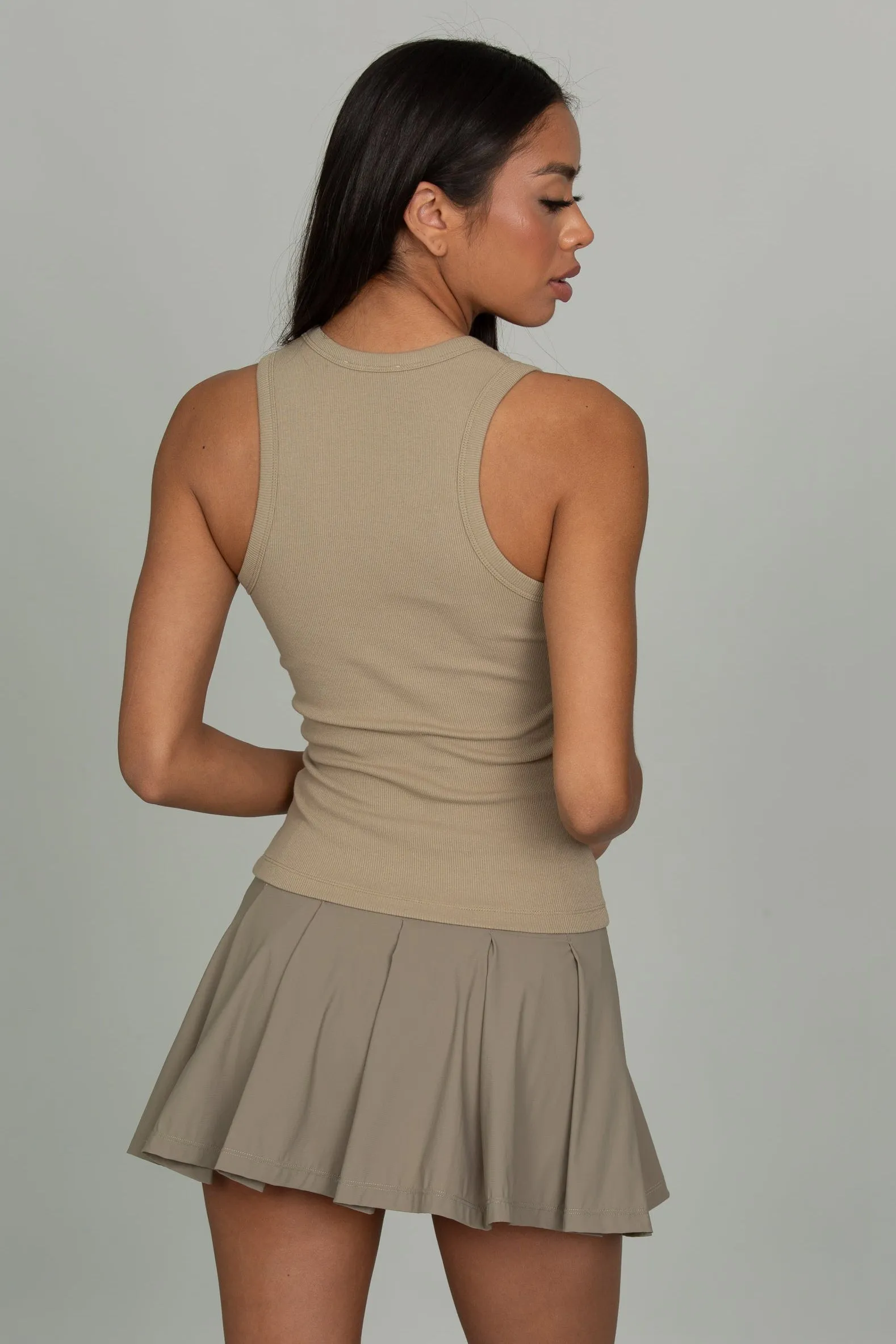 Pale Travertine Ribbed Cotton Tank sold by Gold Hinge product image thumbnail 3