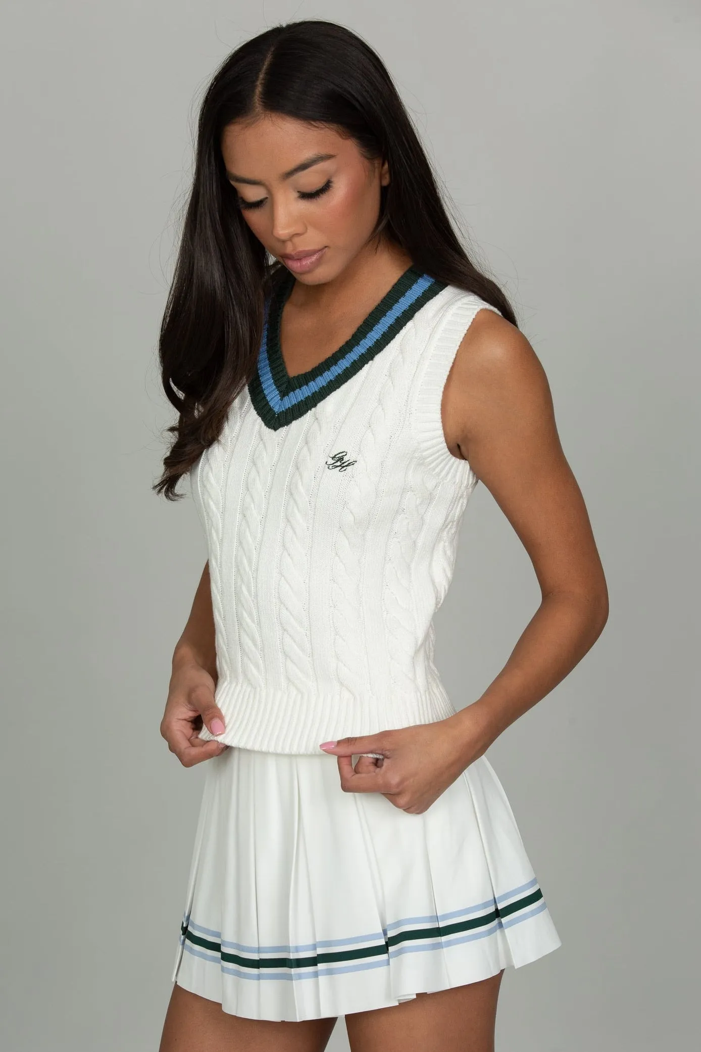 Ivory Cable Knit Sweater Vest sold by Gold Hinge product image thumbnail 4