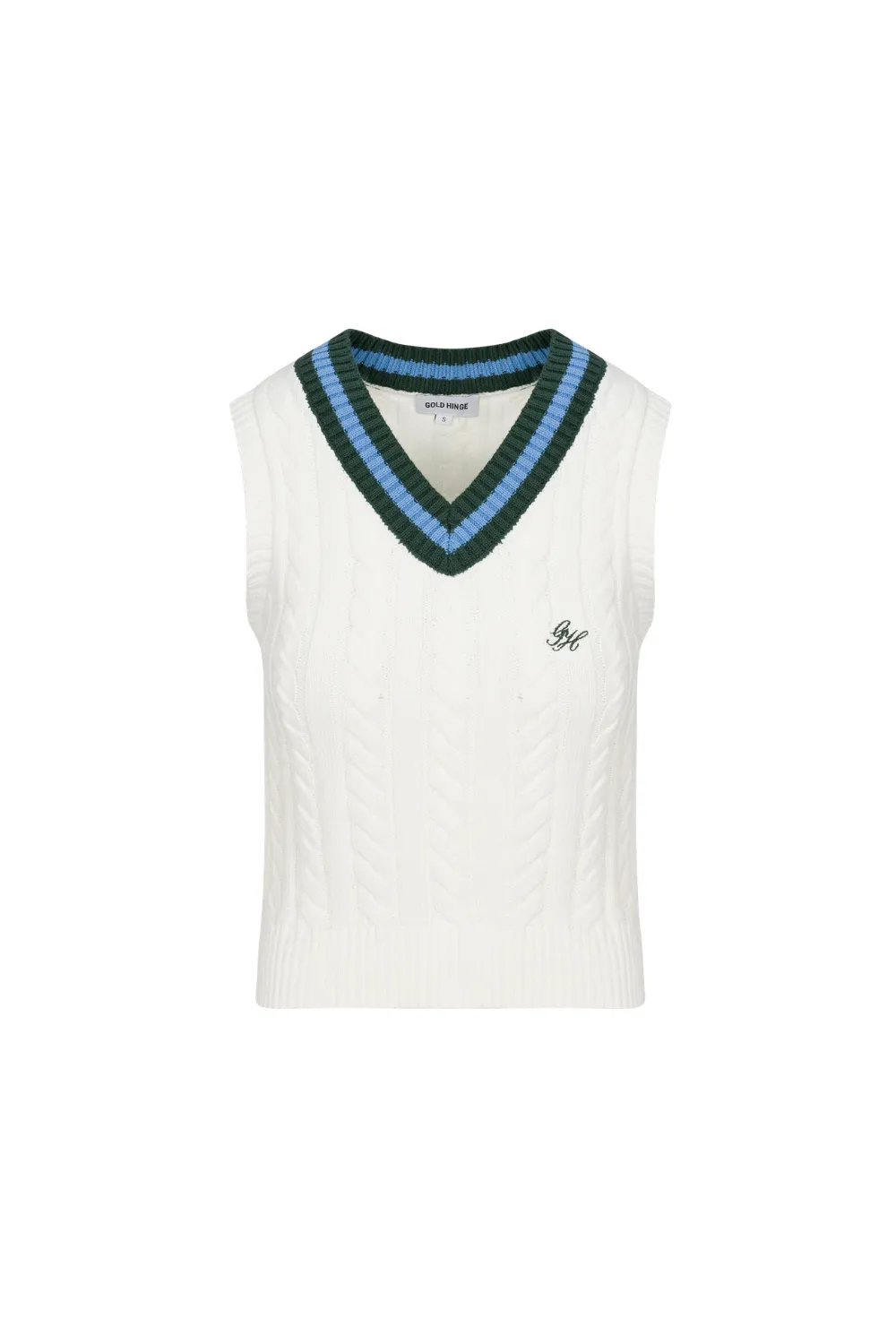 Ivory Cable Knit Sweater Vest sold by Gold Hinge product image thumbnail 2